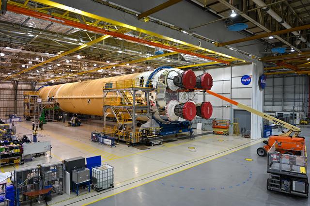 NASA image: NASA Removes Scaffolding Surrounding Artemis I Rocket Core Stage